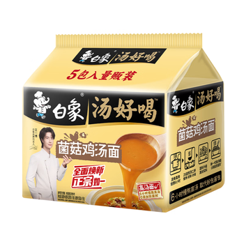 Baixiang delicious mushroom chicken noodle soup five packs 545g (109g*5 bags)