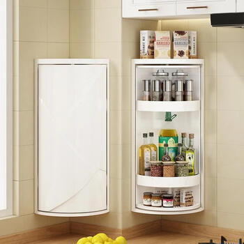 Added kitchen condiment rack condiment special storage corner counter top wall-mounted rotating storage rack artifact double layer