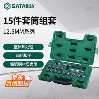 Sata 15-piece 12.5mm series socket set auto repair tool set 09525