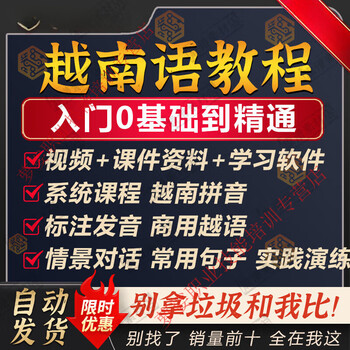 Vietnamese language tutorial from zero basic to proficient introductory self-study video online course teaching course courseware electronic version electronic data network disk delivery