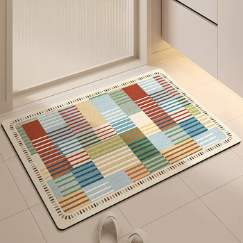 Yusenyi bathroom floor mat new american-style household diatom mud foot carpet bathroom entrance shower room water-absorbent anti-slip foot mat keller plaid 45x70cm (water-absorbent and anti-slip, no trace of feet)