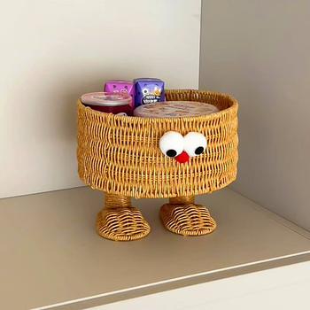 Mr. fan’s little monster is cute and imitation rattan storage basket entrance sundries key storage box snack fruit new year desktop storage