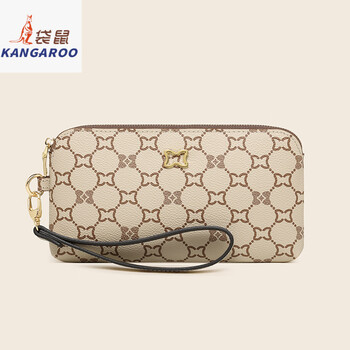 Kangaroo women's wallet mom clutch women can hold mobile phone 2025 new large capacity crossbody small bag women's clutch bag beige-size (wrist strap)