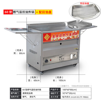 Qingyu fully automatic temperature-controlled fryer gas fryer commercial stall deep-fried fried dough sticks chicken chop twist smart fryer gas 60 type with flameout protection + oil return pan
