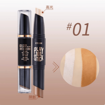 Etude house's new 101 double-ended high-gloss contouring stick nose shadow powder disc concealer pen contouring stick shadow pen no. 1 contouring stick white highlight + medium brown shadow