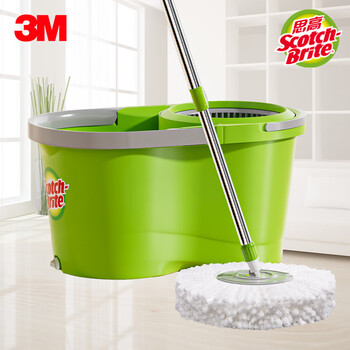 3m scotch double-rotation hand-pressure cyclone mop t7 plus one-mop, spin-dry, hand-wash free mop mop t7 rotating mop (mop + 2 mops)