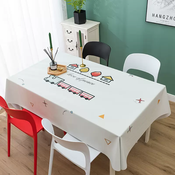 Yusenyi pvc waterproof, oil-proof, anti-scalding, disposable tablecloth for home, rectangular, scandinavian, barrier-free luxury, train rumble 90x150cm straight edge