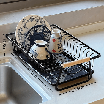 Shijanu kitchen drain rack dish storage rack with tray multi-functional storage rack elegant black-dish drain rack_ high quality sufa