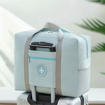 Bauing travel bag large-capacity storage bag can be put into trolley suitcases, portable handbag for men and women who are expecting babies on business trips, blue, double-layer thickened, strong and durable