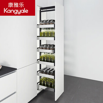 Kangyale stainless steel tall cabinet large monster pull basket cabinet seasoning basket high-depth linkage pull basket with heavy-duty guide rail 300 cabinet-4-layer basket