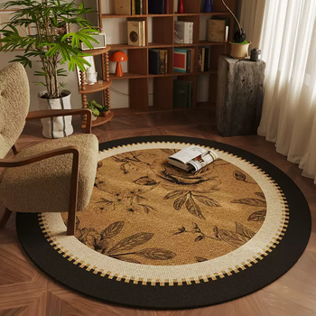 Yusenyi retro high-end antique style round carpet living room sofa coffee table blanket bedroom study floor mat balcony b limited rose wordless version round custom size contact customer service does not support returns