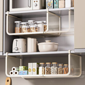 Youqin kitchen storage rack retractable hanging layered seasoning rack cabinet storage under the wall cabinet hanging basket