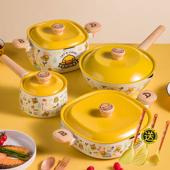Cooker king bduck duck pot set household full set of non-stick large wok flat-bottomed frying pan soup milk pot 28162822 soup comes with spatula, frying spatula and spoon
