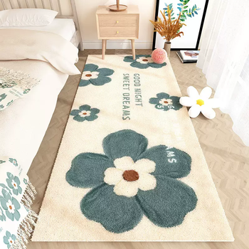 Yusenyi bedroom premium bedside carpet pad thick cashmere lamb velvet fresh plush carpet floor mat girls' comb imitation cashmere pattern blue 100200cm cloud foot feel