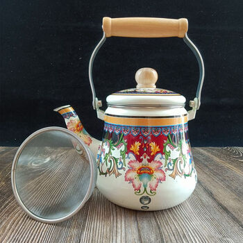 Peijue enamel kettle for making tea, small mini milk tea kettle with filter, tea separator for gas induction cooker, 1ml 1 point 5l macaron kettle - xiaoman belt filter 1l