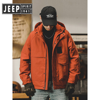 Jeep spirit jeep american work jacket men's spring outdoor 2025 new loose trendy brand men's clip brick red spring and autumn thickness xl suitable for 140-160 jin