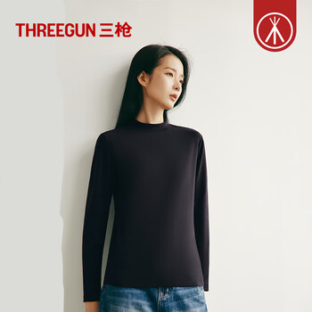 Three-gun lycra long-staple cotton half-high collar women's long-sleeved ribbed high-elastic inner wear soft skin-fitting slimming bottoming shirt