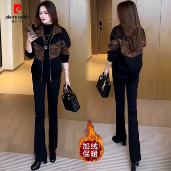 Pierre cardin velvet thickened fashionable short jacket for women 2025 spring, autumn and winter new versatile little man jacket top orange velvet xl (115-125 pounds)