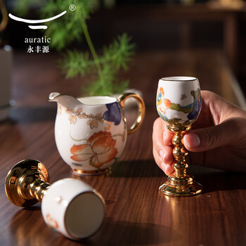 Yongfengyuan (auratic) xingfu heming ceramic wine set white wine glass gift box 3 wine sets 3 pieces