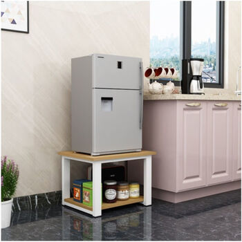 Base shelf for disinfection cabinet, under-table storage rack, small refrigerator base, increased multi-layer copy rack, steel white frame + length 50 width 40 height 50 light walnut