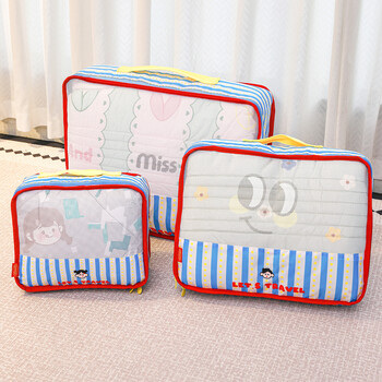 Kaman kindergarten quilt storage bag children's clothes waterproof and moisture-proof cotton quilt luggage moving tote bag packing bag blue three-piece set large + medium + small