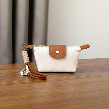 New super mini nylon dumpling bag coin purse charm card holder key earphones lipstick storage bag cute women's bag basic style - white