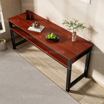 Yusenyi long custom wall table desk rectangular student training table computer desk double layer table long table teak-black frame double layer 120x30x80cm