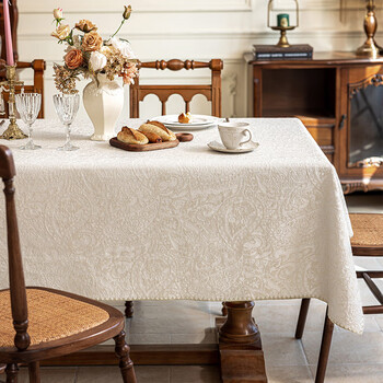 Rsrddy french atmosphere tablecloth dining room white jacquard fabric dining table tablecloth decoration light luxury tea ligia 180x240cm