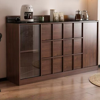 Qiuke solid wood sideboard against the wall integrated storage cabinet kitchen storage tea cabinet cabinet living room storage tea bar machine integrated