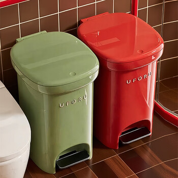 Zunmusi bathroom trash can household 2025 new toilet special with lid large capacity deodorant living room kitchen trash can bathroom trash can red/6.5l