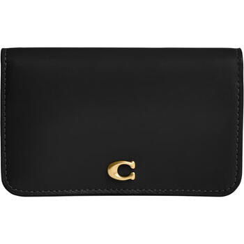 Coach women's simple leather wallet with multiple card slots and large capacity anti-slip buckle design as a gift for your girlfriend black one size