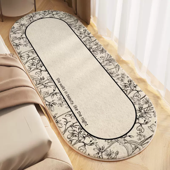 Yusenyi american air-conditioned room oval bedside carpet master bedroom bed front foot mat short plush coffee table long strip anti-static huajin world 1 oval imitation cashmere 50x120cm (priority delivery)