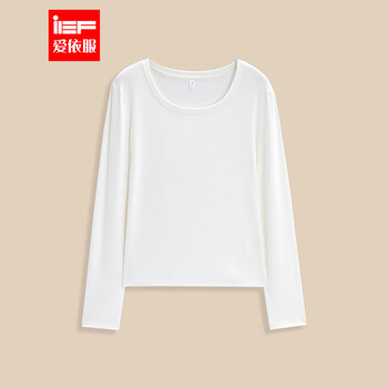 Ief/aiyifu 2025 autumn new korean style simple solid color commuting versatile round neck bottoming top white l
