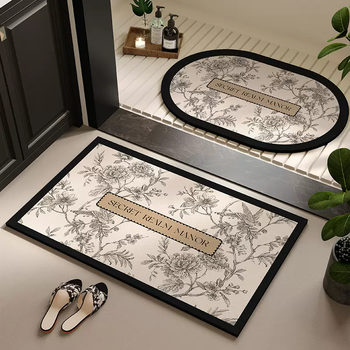 Yusenyi bathroom floor mat, powder room door diatom mud water-absorbent non-slip foot mat entry door toilet non-slip floor qifanzhiyeyixin upgraded antibacterial diatom mud (combination package more discounted) 50x80cm powerful water-absorbent anti-slip thickened version (upgraded version)