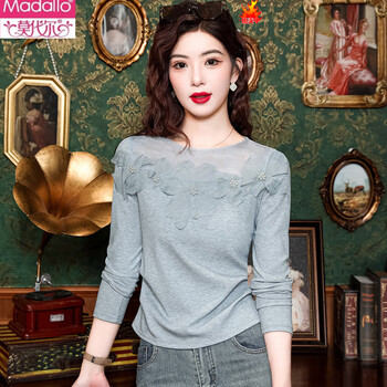 Modal french chic and beautiful long-sleeved bottoming shirt for women autumn 2026 new autumn mesh slim fit top t-shirt blue s (80-95 pounds)