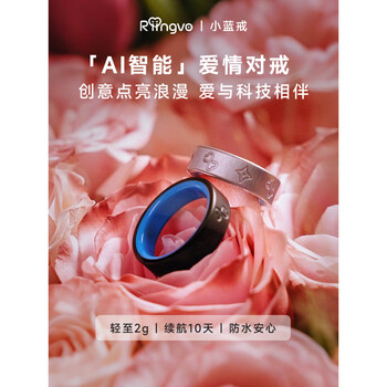 Huaqiangbei riingvo small blue ring pair set ai smart pair of rings for couples a ring - matte black (6) b ring - brushed silver (10)