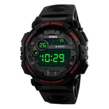 Xiaomi buyi junior high school student children's watch primary and secondary school boys and girls teenagers alarm clock multi-function luminous waterproof sports children's electronic watch 62-66f black and red