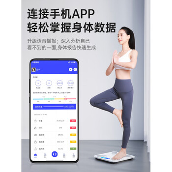 Xiaomi (mi) konka weight scale body fat scale home accurate rechargeable weight scale smart electronic scale special body scale body fat scale trendy white-smart app upgrade 6 fingers more accurate usb charging