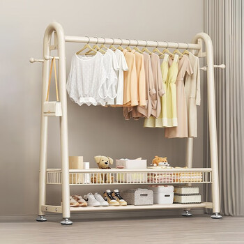 Jike clothes rack floor-standing vertical coat rack clothes rack bedroom special clothes drying rack hanging clothes storage rack living room balcony cream white single layer 100