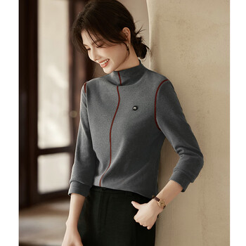 Shangjing velvet soft and comfortable inner style autumn and winter fashionable and versatile half turtleneck bottoming shirt for women