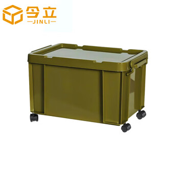 Jinli plastic turnover box extra large 710*480*380mm/military green industrial storage box with lid thickened storage organizer storage box with wheels can be customized