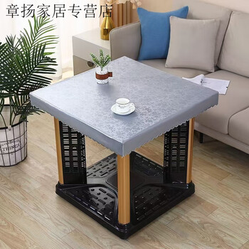 Fire table cover waterproof leather tablecloth square tablecloth square tablecloth square no-wash electric stove cover anti-scalding table mat light gray 0.6 thick velvet bottom + waterproof and oil-proof 80x80
