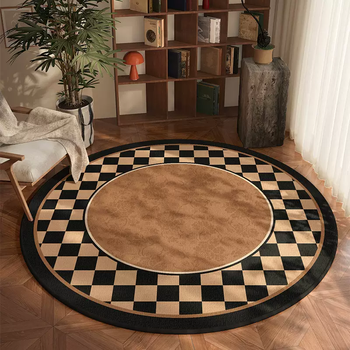 Yusen yi zhong bedside retro mat carpet living room sofa coffee table carpet antique swivel chair rocking chair round cushion bedroom book medieval plaid-flannel dot plastic bottom round carpet diameter 60cm (environmentally friendly material, non-toxic and odorless)