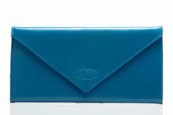 Big skinnyskinny women's leather tri-fold wallet can hold 40 cards ocean blue 1.2cm*10cm*19cm