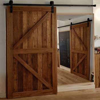 Old elm barn door solid wood bathroom sliding bedroom balcony kitchen partition door tea house bed and breakfast box wooden door size customization