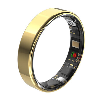 Huaqiangbei smart ring black technology measuring heart rate blood pressure blood oxygen sleep monitoring bluetooth remote control photo ring sports ring bright gold no. 8 - finger circumference approximately 54mm-60mm