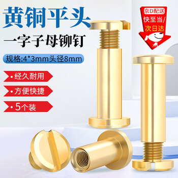 Kunsui brass flat head rivet locking screw rivet butt twist screw nut ledger nail 4*3 head diameter 8 flat 5 sets