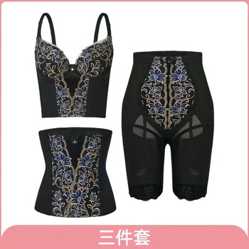 Duyni lycra beauty salon body manager body shaping mold postpartum adjustable shaping body underwear three-piece set black duy long text + waistband + shaping pants 3 pieces 2xl 90 size 115-125 jin