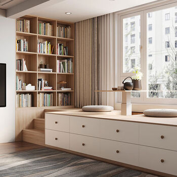 Pupan lin's house customized bed overall multifunctional storage cabinet lift table design and decoration small room bay window consult customer service to photograph square