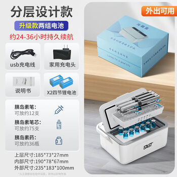 Sast sast insulin refrigerated box, portable medicine refrigeration, constant temperature, portable small refrigerator, mini rechargeable, car-mounted home, enhanced dual-battery, approximately 24-36 hours of battery life